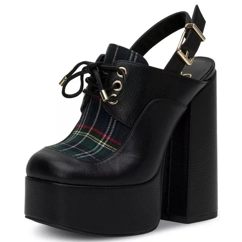 Jessica Simpson plaid platform heels
